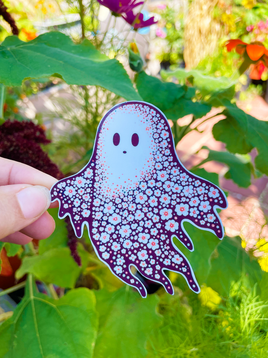 Floral Ghost Die Cut Sticker