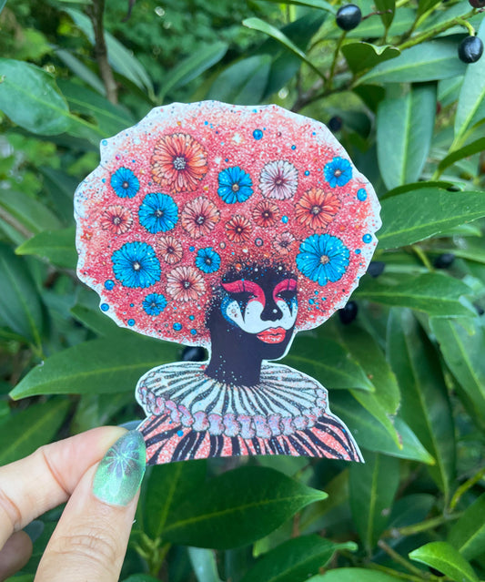 Flower Crown Clown Die Cut Sticker